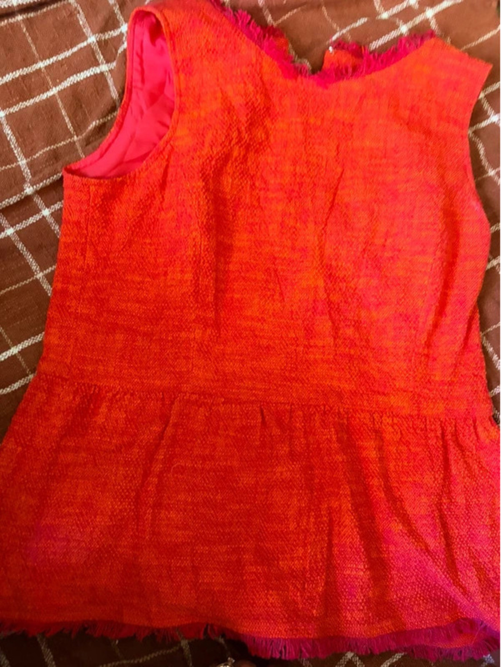 Sara Campbell sleeveless tweed top orange